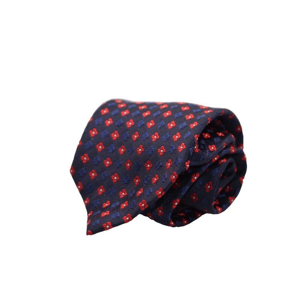 Faconnable Men's Ties  100% Silk Geometric Design Black Blue Red